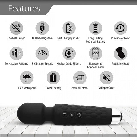 Electric Handheld Massager for Female with 20 Vibration Speeds